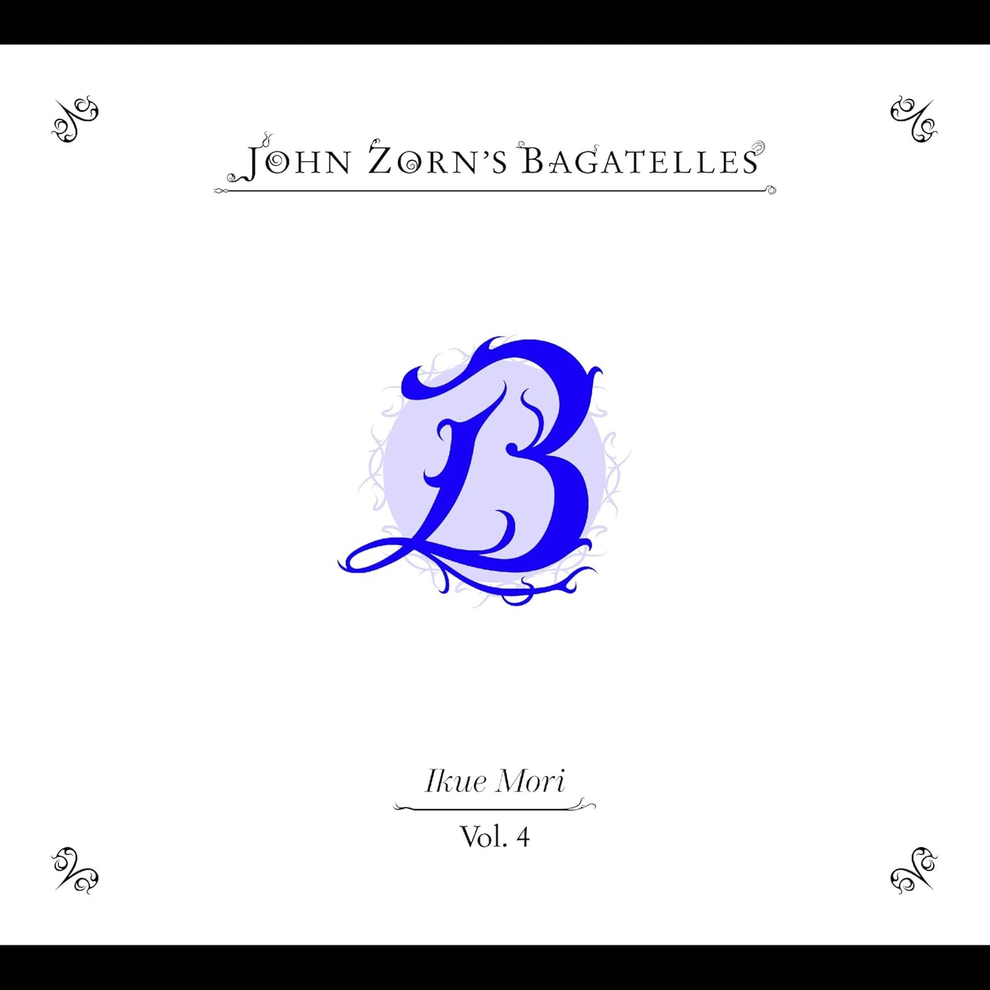 CD cover with a large blue ornate “B” and text details.