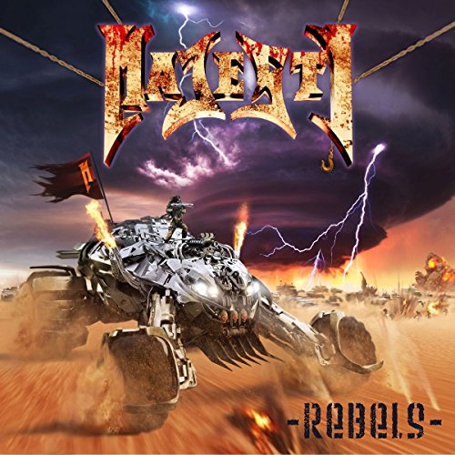 CD cover for Majesty - Rebels, depicting a futuristic vehicle in a desert.