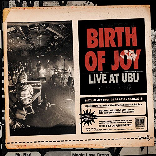 Vinyl album cover for "Birth Of Joy - Live At Ubu" with concert photo.