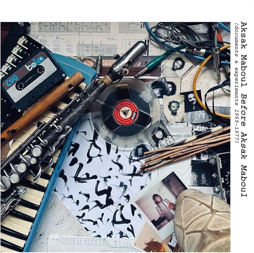 CD cover with musical instruments, tape reels, and black and white photos.
