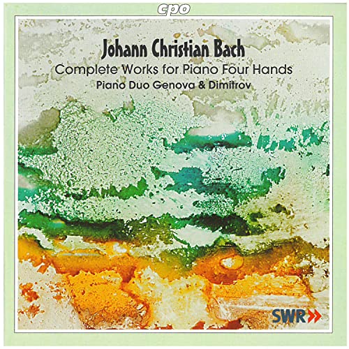 CD cover for Johann Christian Bach piano sonatas, abstract green artwork.