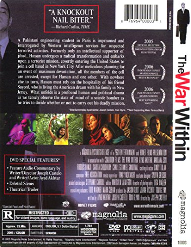 DVD back cover for "The War Within" with cast photos and feature list.