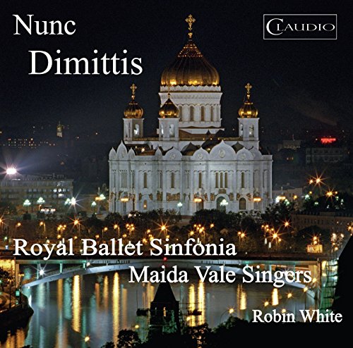 Night view of a white cathedral with a golden dome reflected in a river.