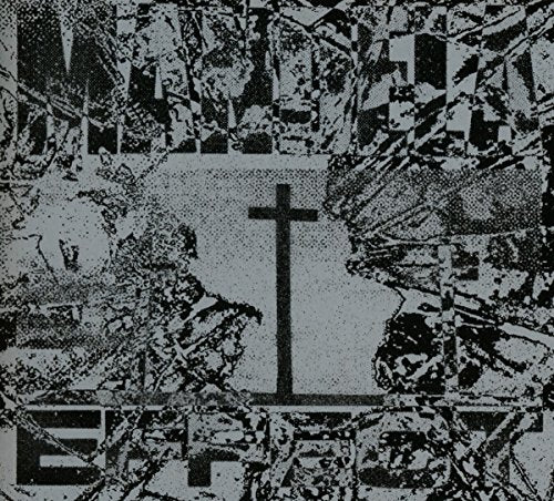 Black and white album cover with a cross and fragmented imagery.
