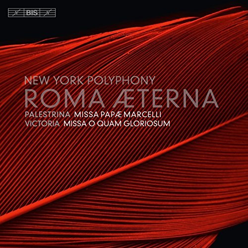 CD cover for New York Polyphony’s “Roma Aeterna” with red feather texture.