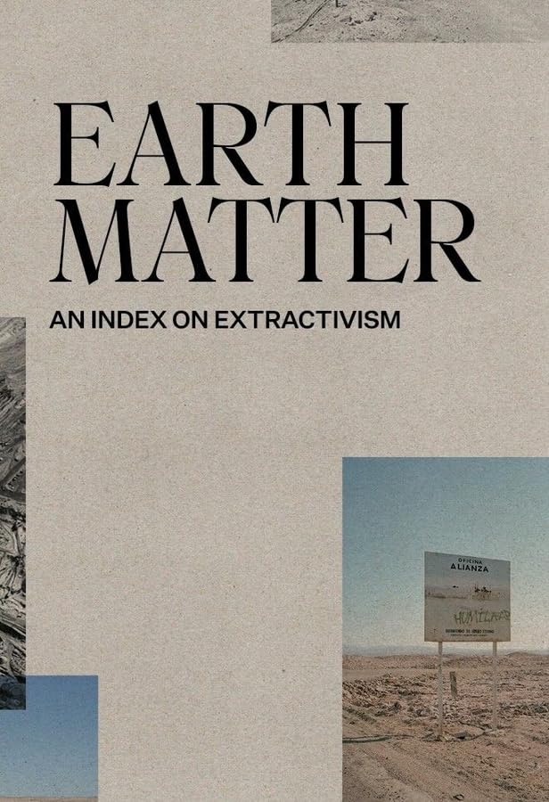 Book cover: "Earth Matter" with fragmented landscape imagery.