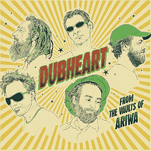 CD cover with illustrated portraits of five men and yellow sunburst background.