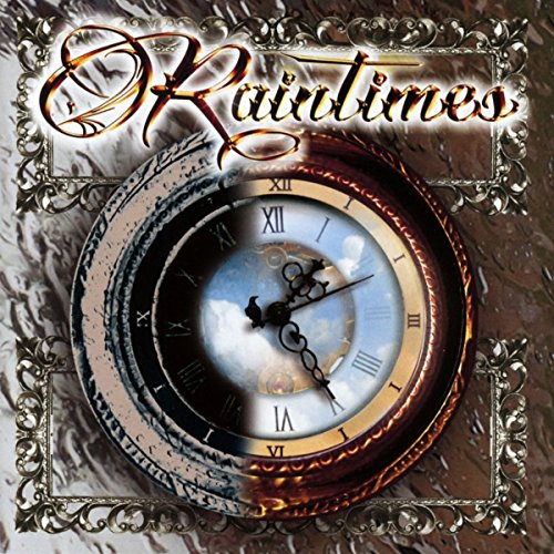 CD cover for "Raintimes" featuring a clock with a sky background.