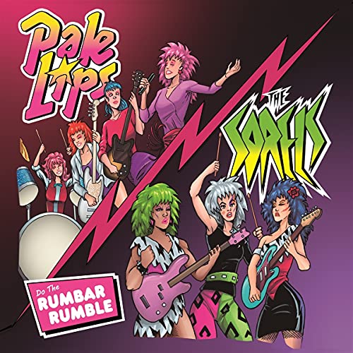 CD cover art: cartoon band members with guitars, split design.