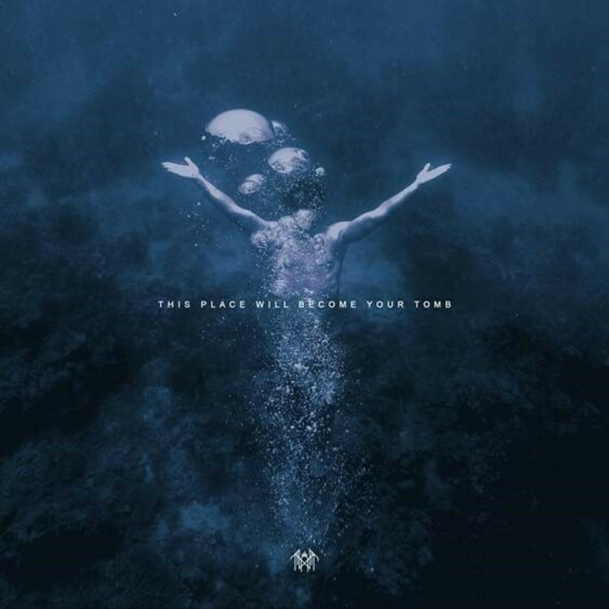 Dark album cover featuring a figure dissolving into water with text below.