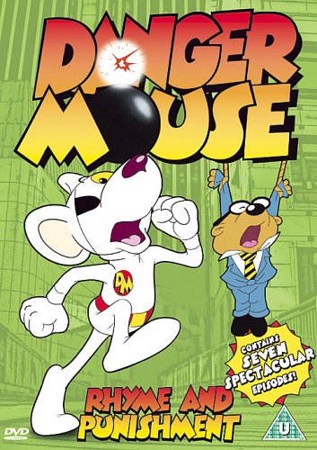 Danger Mouse and Penfold on a green DVD cover titled Rhyme and Punishment.