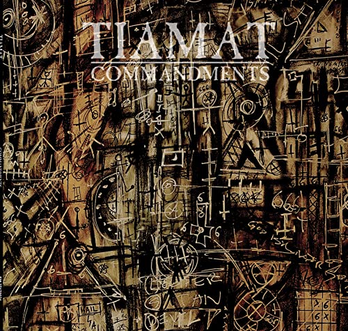Tiamat “Commandments” vinyl album cover: abstract, dark brown, symbolic art.