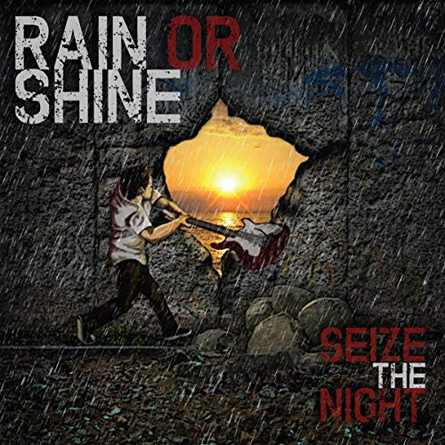 CD cover: person with guitar silhouetted against a sunset through a cave.