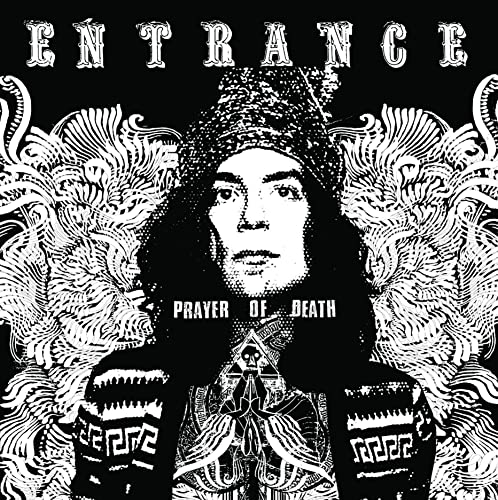 Black and white album cover featuring a man with ornate designs.