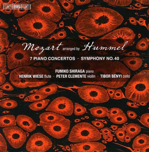 CD cover: red floral pattern with "Mozart arranged by Hummel" text.