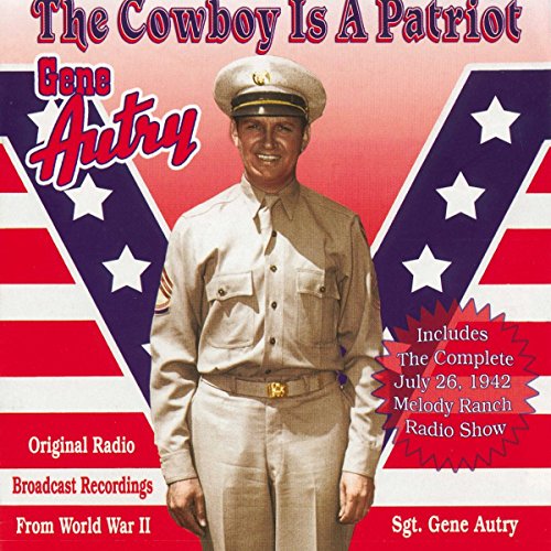 Gene Autry in WWII uniform on CD cover with stars and stripes.