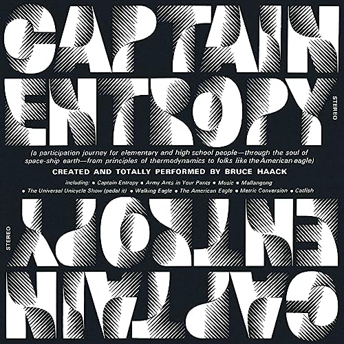 Vinyl album cover with bold, striped typography reading Captain Entropy on a black background.