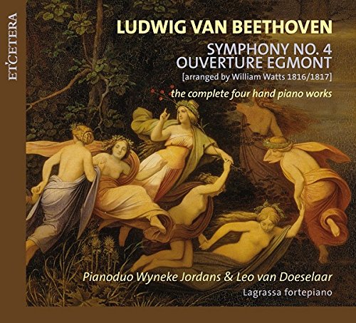 CD cover for Beethoven's Symphony No. 4 and Egmont Overture, featuring classical figures.
