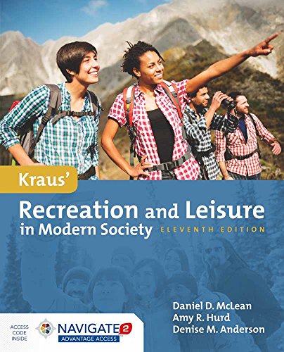 Book cover: "Kraus' Recreation and Leisure," showing hikers in a mountain landscape.