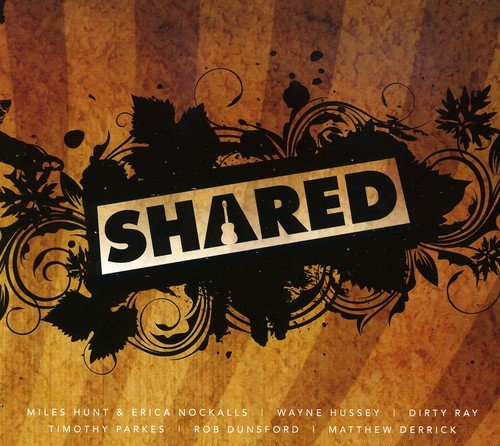CD cover for "Shared" with dark floral designs on a brown background.