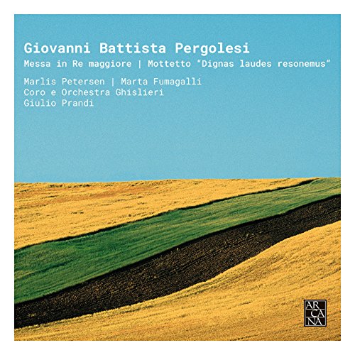CD cover for Pergolesi’s “Messa in Re maggiore” with landscape background.