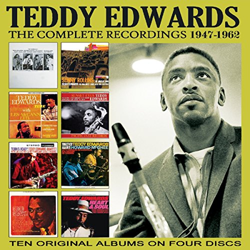 CD cover for Teddy Edwards’ complete recordings, 1947-1962, featuring his portrait.