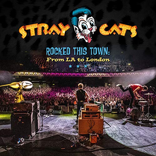 Stray Cats “Rocked This Town” CD cover with band performing onstage.