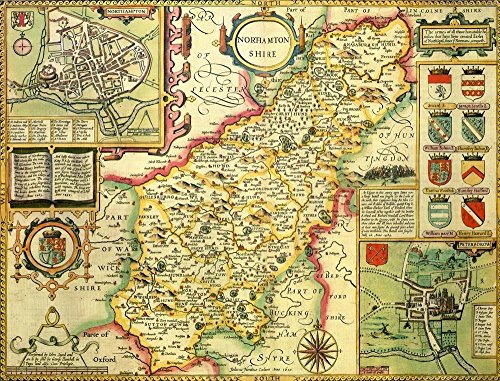 Northamptonshire Historical 1610 Map 1000 Piece Puzzle