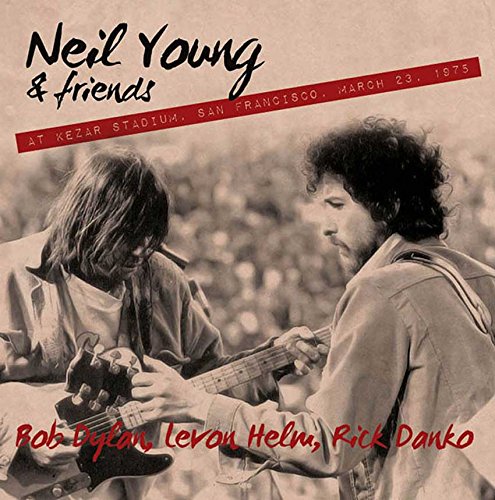 CD cover featuring Neil Young and Bob Dylan playing guitars onstage.