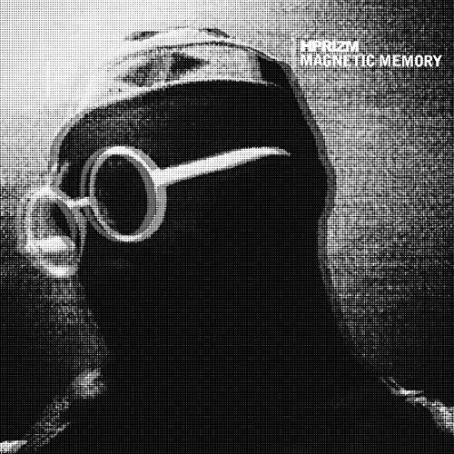 Black and white album cover featuring a person with round glasses.