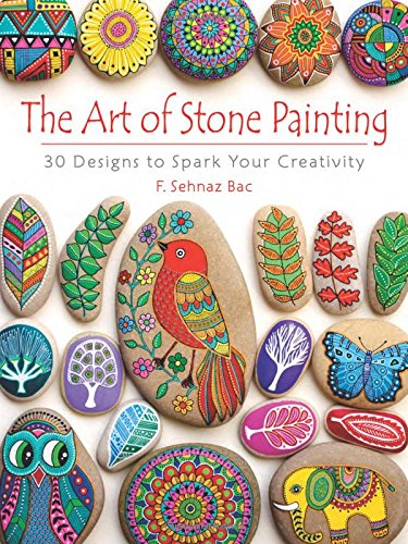 Book cover featuring colorful, intricately painted stones with floral and animal designs.