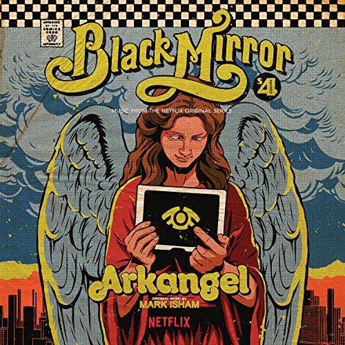 Black Mirror Arkangel vinyl cover: girl with wings holding a tablet.