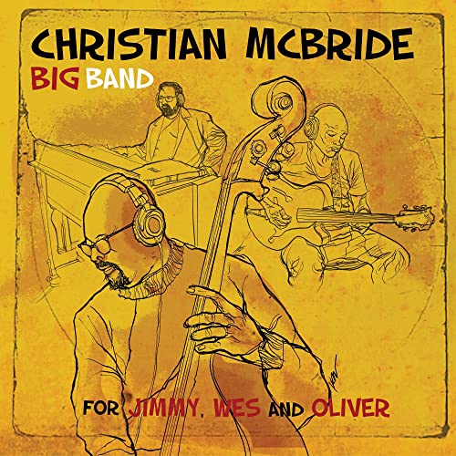 Yellow album cover with sketched musicians playing instruments.