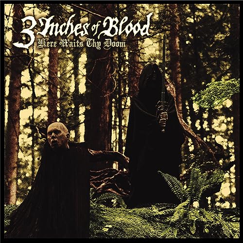 Album cover: dark forest scene with two cloaked figures and swords.