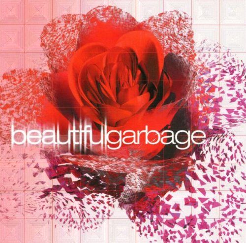 A red rose on a grid background with the text beautifulgarbage overlaid.