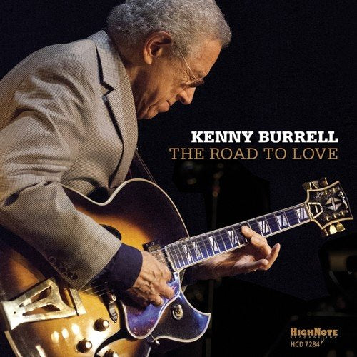 Kenny Burrell playing a sunburst electric guitar, album cover art.