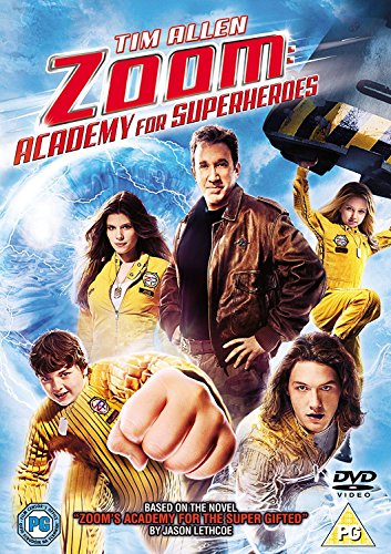 Zoom" DVD cover featuring Tim Allen and young actors in superhero attire.