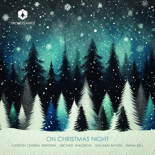 CD cover: Snowy evergreen forest with “On Christmas Night” title.