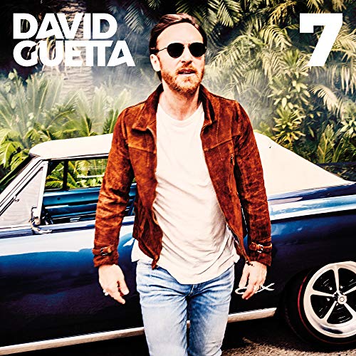 David Guetta album cover, man in sunglasses with a classic blue car.