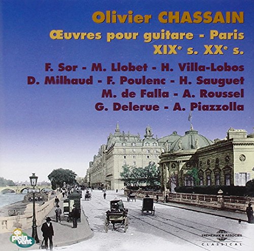 CD cover: “Oeuvres Pour Guitare” by Olivier Chassain with Parisian cityscape.