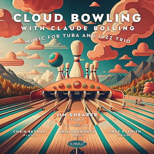 CD cover: surreal bowling alley scene with tuba, clouds, and text.