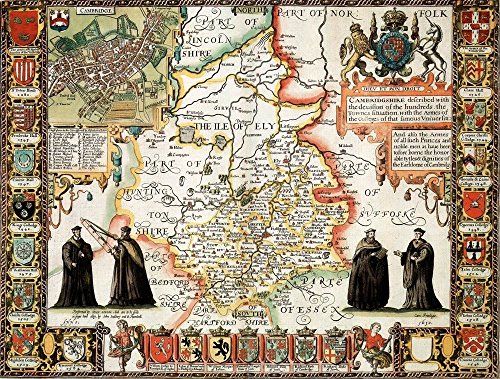 Cambridgeshire 1610 Historical Map 1000 Piece Jigsaw Puzzle With Free print Guide