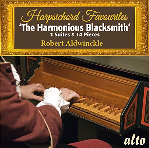 CD cover: Robert Aldwinckle playing a wooden harpsichord.