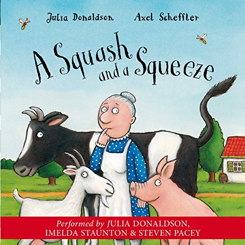Book cover: old woman, cow, goats, and pigs in a field.