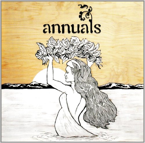 Annuals album cover: woman with roses, black and white illustration.
