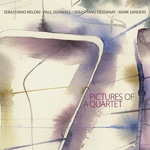 CD cover with abstract watercolor shapes and text: "Pictures of a Quartet".