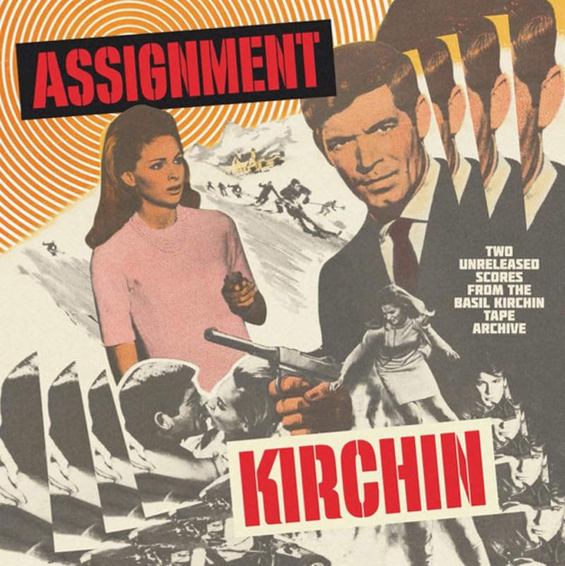 Vinyl record cover for "Assignment Kirchin" featuring film stills and text.