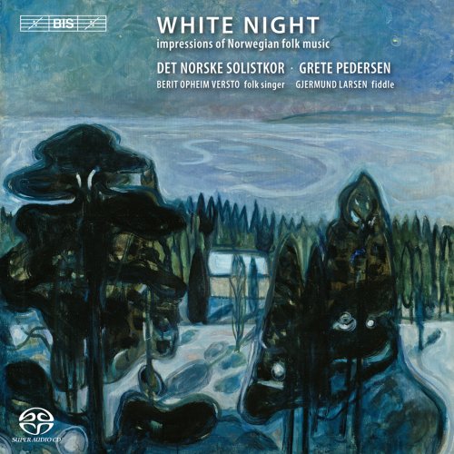CD cover for “White Night” featuring a snowy, forested landscape painting.