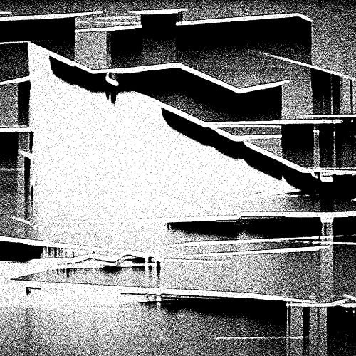 Black and white abstract geometric design, possibly architectural.
