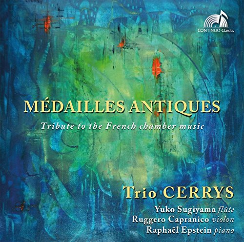 CD cover for “Medailles Antiques” by Trio Cerrys, abstract green painting.